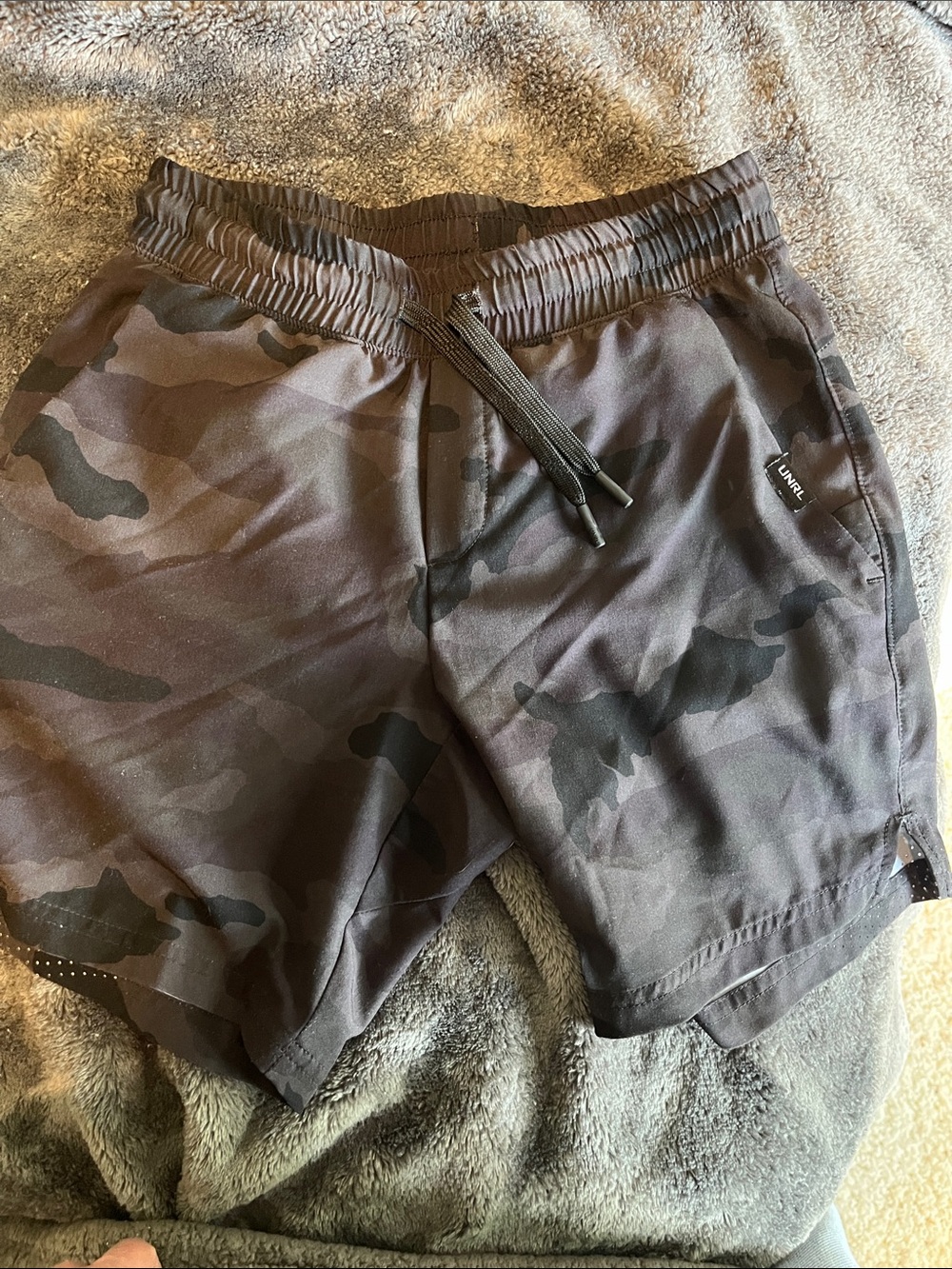 Boys UNRL  Camo Drawstring Shorts - Black